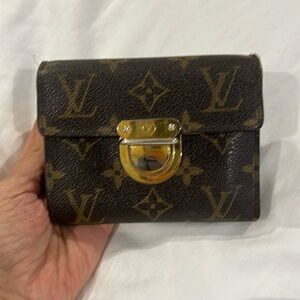 LOUIS VUITTON Monogram Canvas Leather Koala Gold Clasp Trifold Wallet